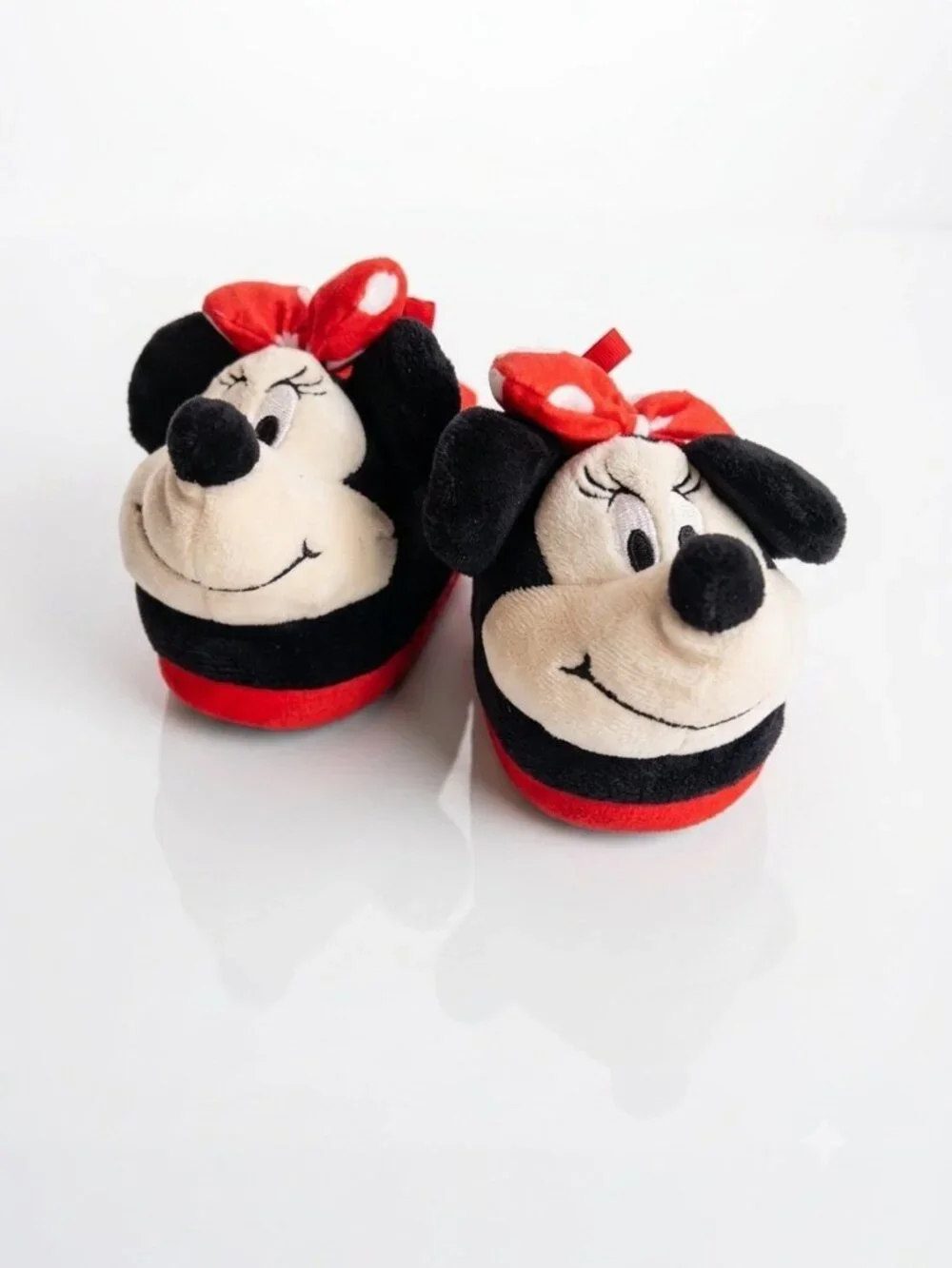 Disney Minnie Mouse Plush Slippers Red Polka Dot Toddler Size 7/8